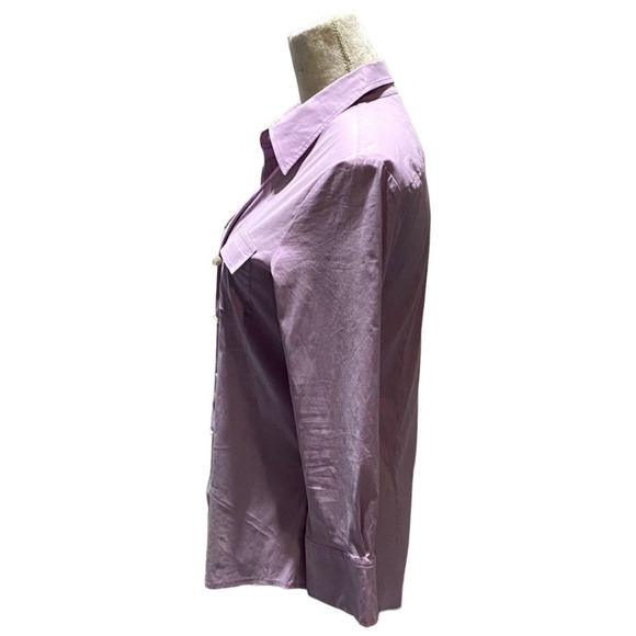 Theory purple striped button down shirt size large - Picture 2 of 6